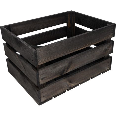 Cassa Portaoggetti in Legno di Pino Nero 40 x 30 x 23 cm