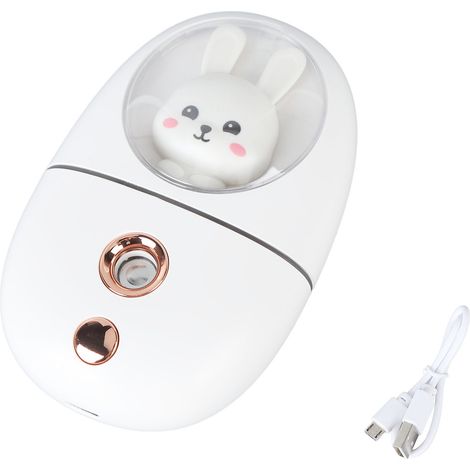 Vaporisateur facial mignon en forme d'animal, mini humidificateur pour les yeux et le visage rechargeable par USB, idéal pour les voyages, 35 ml, 500 mAh, blanc (1/5)
