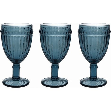Satz von 3 blauen Bechern 310 cc Dorico in blauem Glas