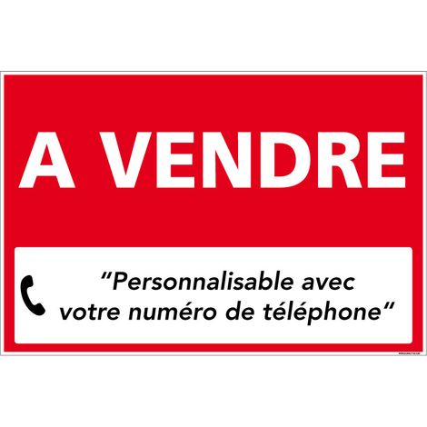 Panneau immobilier A VENDRE personnalisable rouge – Akilux 3,5 mm avec œillets – Numéro de téléphone (1/5)
