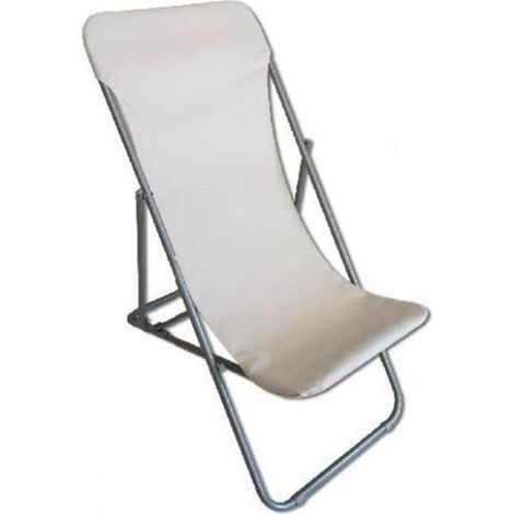 TrAdE Shop Traesio - Sdraio Sedia Da Spiaggia Mare Campeggio Giardino Esterno 281003 Pieghevole 52x76x91cm - Bianco (1/3)