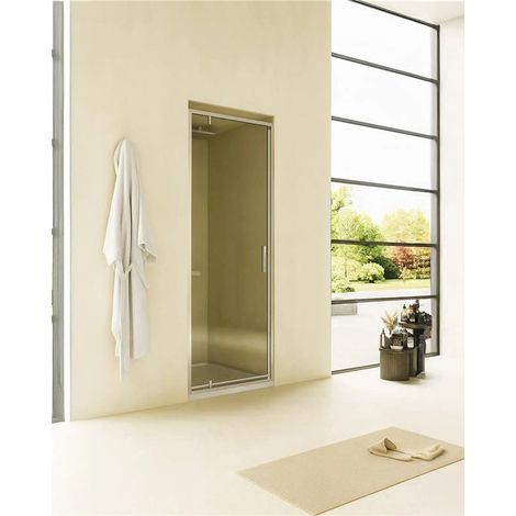 Nicchia doccia 80 cm Rio a pivot vetro 6 mm trasparente H 195 cromo (1/5)