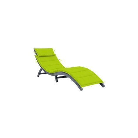 Chaise longue avec coussin Gris Bois d'acacia solide (1/5)