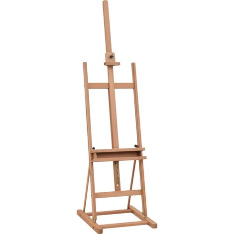 Chevalet d'atelier en hêtre naturel, hauteur et angle réglables avec tablette, 53 x 50,5 x 171-230 cm (1/5)