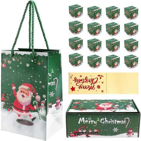 Weihnachts-Spardosen-Set, Geschenkbox für Bargeldgeschenke (Grün, 16-teilig)