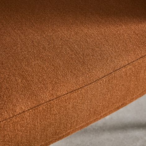 Fauteuil tissu terracotta dossier incurvé piétement métal L 81.5 x P 72.5 x H 69 cm - Cristo