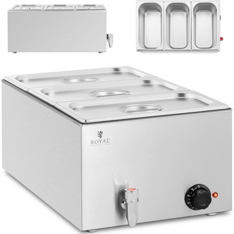 Bain-Marie-Elektrowärmer mit Zapfhahn 3 x GN 1/3 600 W (1/5)