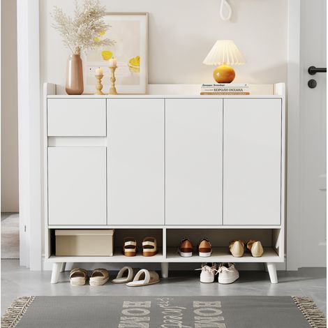 MEUBLIV Mobile portascarpe bianco 120x99x35 cm – 4 ante, 1 cassetto (1/5)