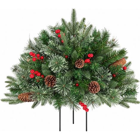 Décorations de Noël extérieures pour urnes funéraires, branches lumineuses scintillantes, pour cimetière, porche, jardin, décoration hivernale (sans lumières). (1/5)