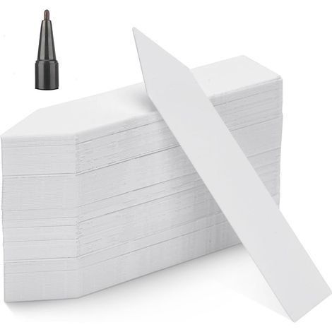 100 weiße Pflanzenetiketten aus Kunststoff, 10 x 2 cm (1/5)
