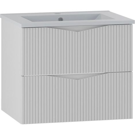 Waschtisch 60cm Tao mit 2 Schubladen, Weiß (1/5)