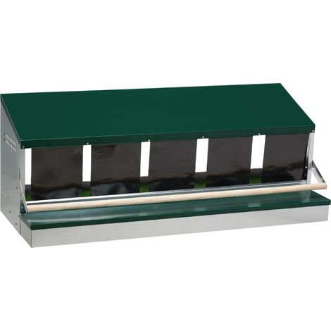 Pondoir en métal pour 35 volailles – Bac de récupération des œufs intérieur/extérieur – Tôle galvanisée – Perchoir en bois – Gaun
