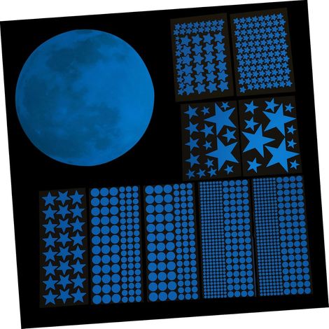 Stickers muraux lumineux Totority motif lune étoilée (1/5)