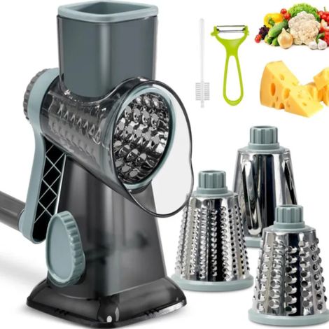 Küchenmandoline – Gemüsehobel mit Griff für Gemüse, Käse, Reibe, 3 austauschbare Klingen, Blau (1/5)