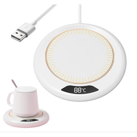 Chauffe-Tasse Bureau, Chauffe-Tasse à café électrique avec 3 Niveaux de température, Chauffe-Tasses USB, Chauffe-café, pour Tasses et Verres à Fond Plat, sous-Verre thermostatique à 55 degrés (1/5)