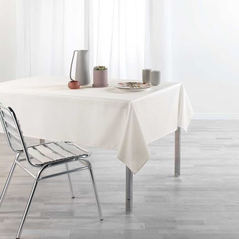 Nappe rectangulaire 140 x 250 cm – Chambray Uni Enduit – Newton Crème (1/3)