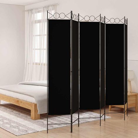 Cloison de séparation 6 panneaux Noir 240x200 cm Tissu (1/5)
