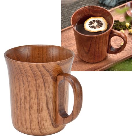 Tasse en bois de jujubier 280ml avec anse pour café, thé, whisky ou vin (1/5)