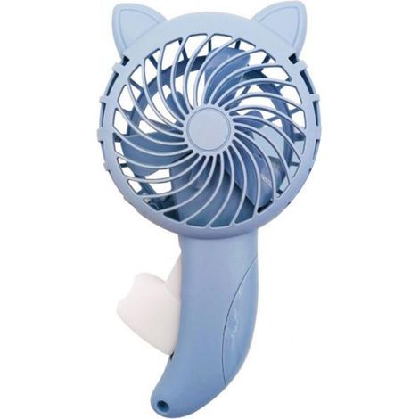 Hand-operated fan with cat ear design, blue, battery-free, made of PP, 11 x 4 x 20 cm (1/5)