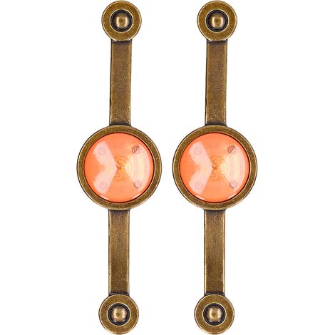 Lot 2 poignées tiroir orange en alliage zinc imitation cuivre ancien, poignée moderne campagnarde acrylique coloré pour meuble cuisine (envoi groupé 2 jeux par paquet) (1/5)
