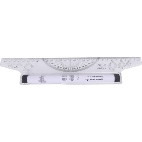 Rolllineal zum Zeichnen und Messen von Parallelen, Bögen und Kurven mit integriertem Winkelmesser, 30 cm / 11,81 Zoll (1/5)
