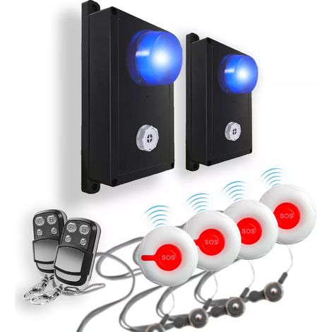 Ultra Secure – Alarme autonome sans fil 300m – 4 boutons SOS longue portée – 2 points d'alerte réglables avec sirène multi-tons (1/5)