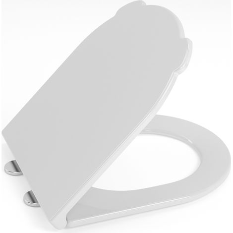Abattant WC Forme D Universel en Thermodur AquaWise Céramique Anti-jaunissement,Cuvette Toilette avec frein de chute Déclipsage Rapide Blanc