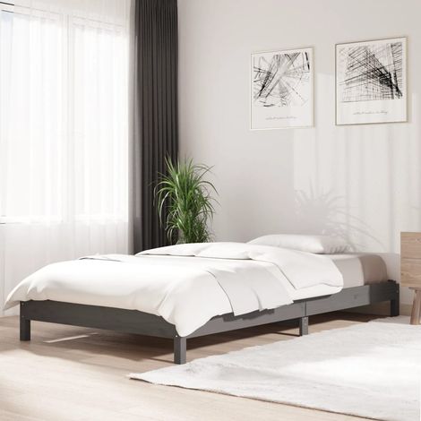 Stapelbett Grau 75x190 cm Massivholz Kiefer (1/5)