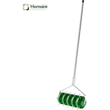 Aérateur de gazon manuel avec rouleau 150mm 30 pointes en fer manche en acier inoxydable loosener de sol outil de jardin HOMAIRE (1/5)