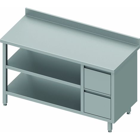 Table Inox Avec 2 Tiroirs & 2 Etagères à Gauche - Gamme 700 - Stalgast