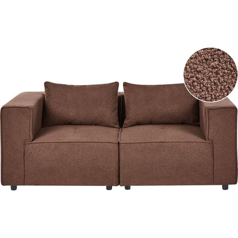 Sofá modular moderno de bouclé de 2 plazas con dos piezas esquineras modulares marrón Axebo (1/5)