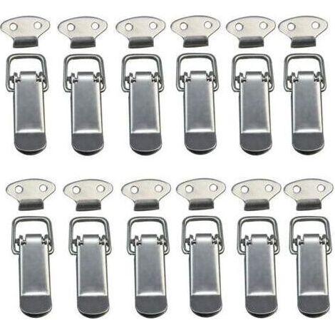 12 Pièces à Bascule Fermoir à Ressort avec Crochet Fermeture à Ressort en Acier Inoxydable pour Coffret, Boîte, Tiroir, Armoire (1/4)