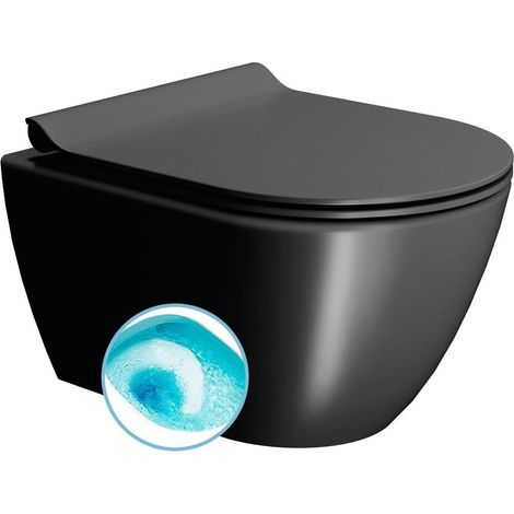 WC suspendu PURA, Swirlflush, 36x50cm, noir double mat (1/4)