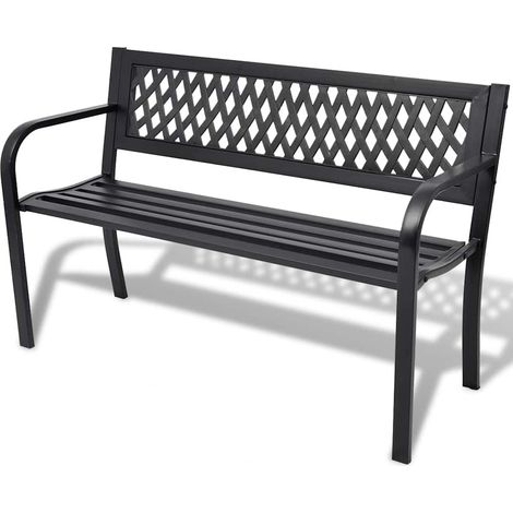 vidaXL Banco de jardín de acero negro 118 cm (1/4)