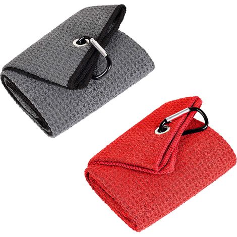 Lot de 2 serviettes de golf 40x40cm, en microfibre avec mousqueton, pour sacs de golf hommes (1/5)