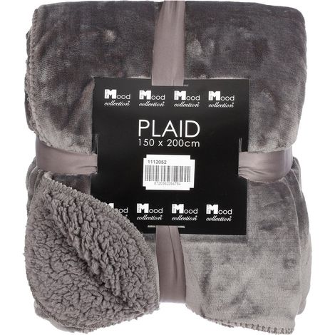 Plaid Couverture Polaire Douce Réversible Aspect Laineux Anthracite pour Canapé et Lit 150 x 200 cm - PANGIVO (1/4)