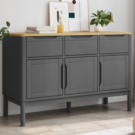 Sideboard FLORO Grau 114x43x74 cm Massivholz Kiefer vidaXL (1/5)