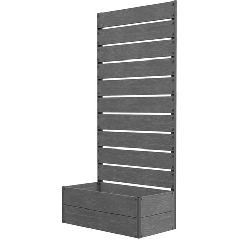 34 x 69.5cm Garden Planter Box, Back Trellis, Grey (1/5)