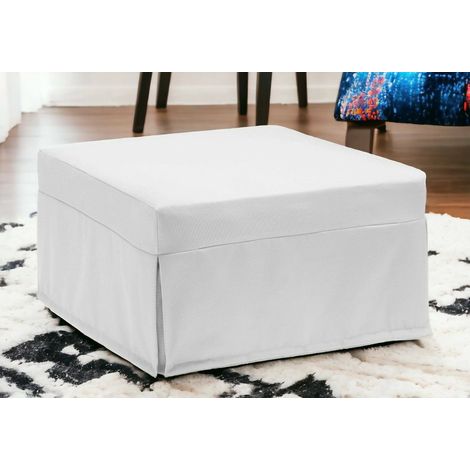 Talamo Italia Cama plegable Ancilla, Puf convertible en cama individual, 100% Made in Italy, Puf de tela para salón, Cm 80x80h45, Blanco, con embalaje reforzado (1/5)