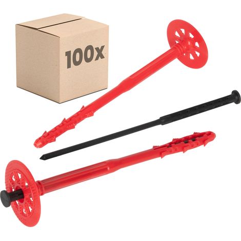 Protektor Chevilles pour isolation Optimisé - 100 pièces Ø10x220mm avec clou plastique pour ITE