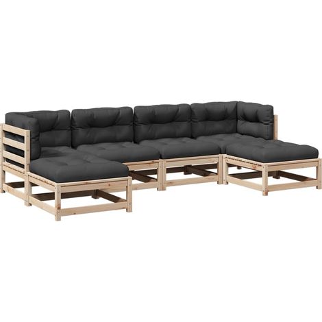 Set Divani Giardino 6 pz con Cuscini in Legno Massello di Pino vidaXL (1/5)