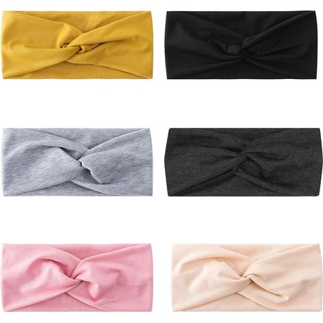 Diadema turbante para mujer, banda elástica ancha para el cabello, ideal para deportes, yoga y maquillaje. Set de 6 piezas. Accesorios de tela suave antideslizante. (1/5)