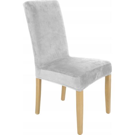 Funda para silla de terciopelo elástico gris claro [21WW] (1/5)