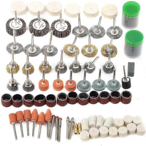 Ensemble d'accessoires de 145 pièces pour outils rotatifs : mini-perceuses, meuleuses électriques, meulage, polissage et découpe.