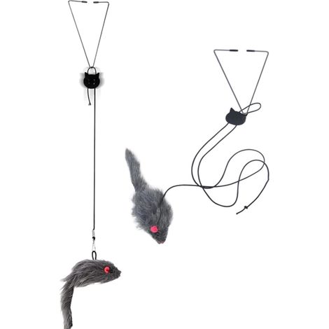 2 Pcs Jouet Chat Interactif Porte Suspendue Souris, Jeu d'Intérieur Attrayant pour Chaton pour l'exercice et Le Divertissement des Chats d'Appartement,Jouet Éducatif et Ludique pour Animaux (1/5)