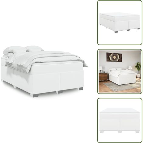 Sommier à lattes de lit avec matelas Blanc 160x200cm Similicuir - Sommier À Lattes De Lit - Sommiers À Lattes De Lit - Lit - Meuble De Chambre À Coucher (1/5)