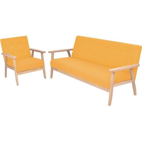Sofagarnitur 2-tlg. Stoff Gelb