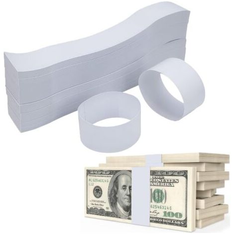 300 Pièces Bandes Autocollantes pour Billets de Banque, 192 x 29 mm Bandes de Billets, pour Organiser de L'Argent pour Banques, Supermarchés, Centres, pour L'organisation de L'argent (Blanc) (1/5)