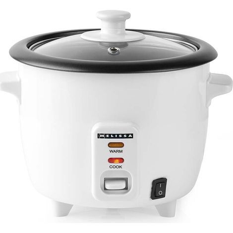 MELISSA Reiskocher / 0,6 l / 300 W / Antihaftbeschichtung / Abnehmbare Schüssel / Dampfgareinsatz / Warmhaltefunktion / Automatische Abschaltung / Weiß