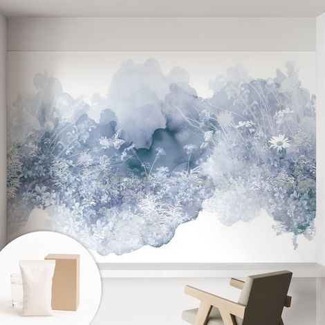 Papier peint intissé décoratif avec motifs pour salon et chambre a motif - Colle incluse gratuite Prairie fleurie 152x104 cm (1/5)